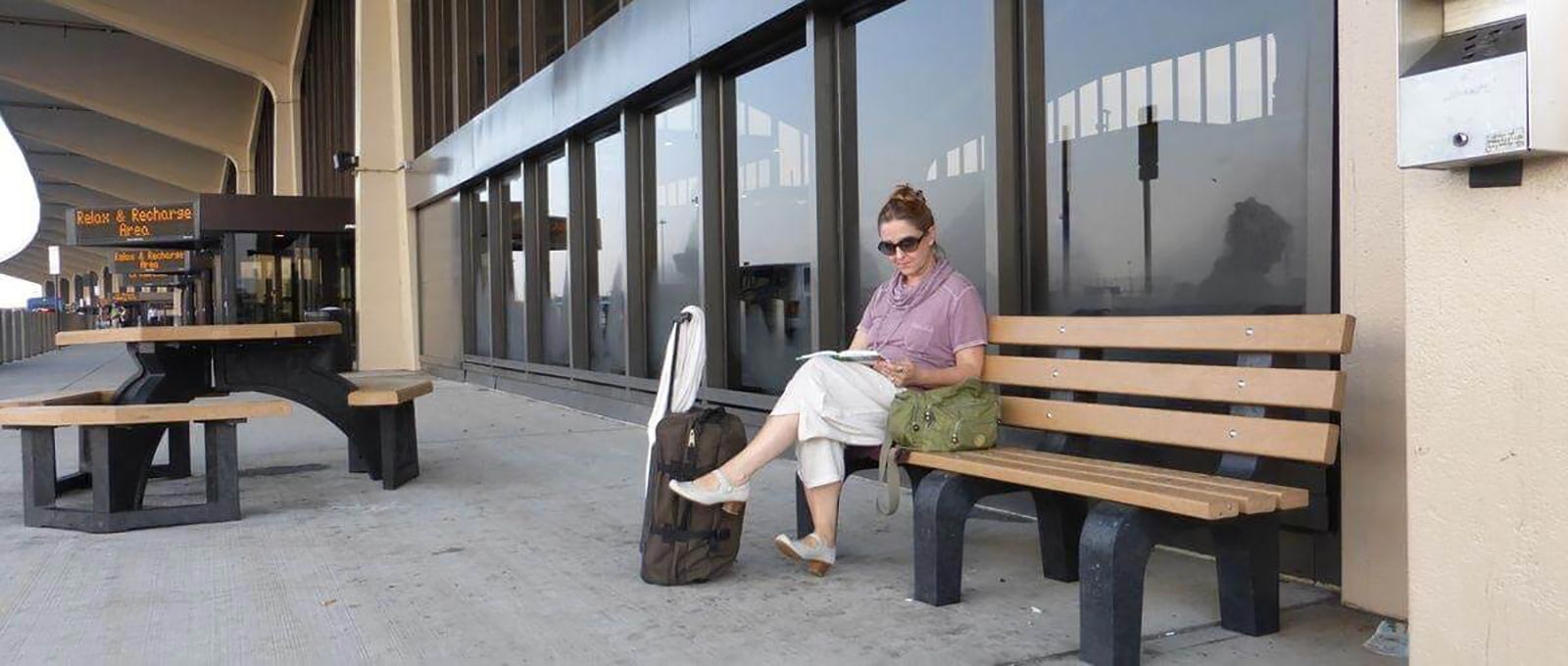 Karin Steinberger just landed at Newark Airport, New York