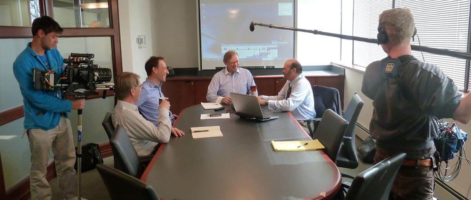 Michele Gentile, Harry Groenert, Michel Jacquemai, Thomas Sjoblom and Aljoscha Haupt in Armstrongs office in Philadelphia