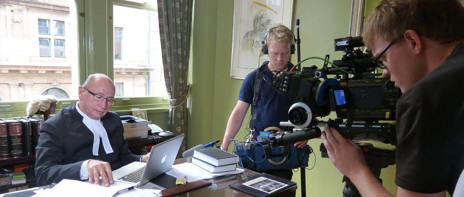 Neill Macpherson, Aljoscha Haupt and Georg Zengerling shooting in Macphersons office in Sydney, Australia